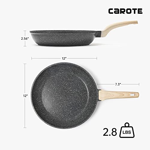 hottest CAROTE Nonstick Frying Pan Skillet,Non Stick Granite Fry Pan Egg Pan  Omelet Pans, Stone Cookware Chef's Pan, PFOA Free (Classic Granite, 12-Inch)